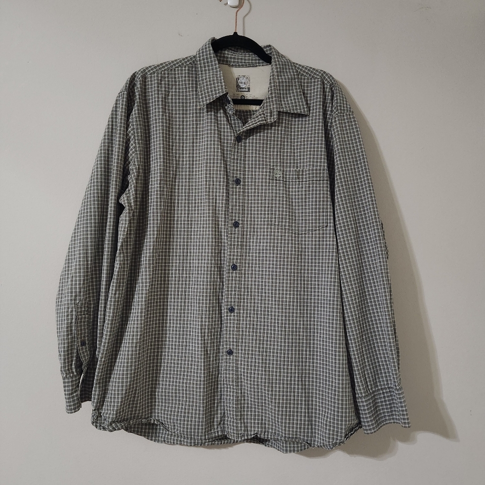 Timberland XL green Men's Checkered Shirt button up casual button-up